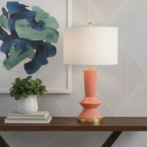 HomeRoots 27" Gold Novelty Table Lamp - Elegant LED with White Linen Shade for Modern & Classic Decor Styles 716157