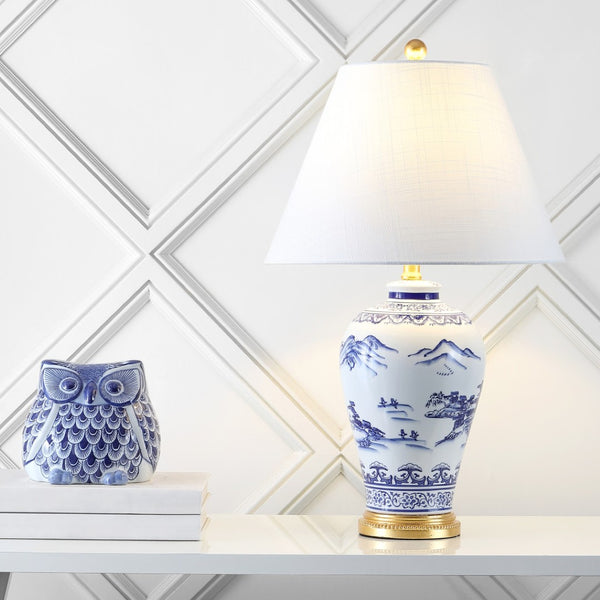 HomeRoots 27" Gold Novelty Table Lamp - Elegant LED with Classic White Linen Shade for Stylish Ambiance 716158