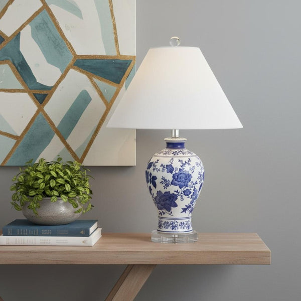 HomeRoots 29" White Table Lamp - Elegant LED Lighting with Soft Drum Shade for Home Décor & Accent Spaces 716161