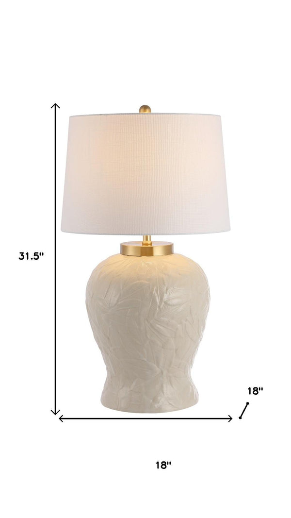 HomeRoots 33" Gold Contemporary Table Lamp with White Empire Shade for Stylish Ambient Lighting Decor 716163