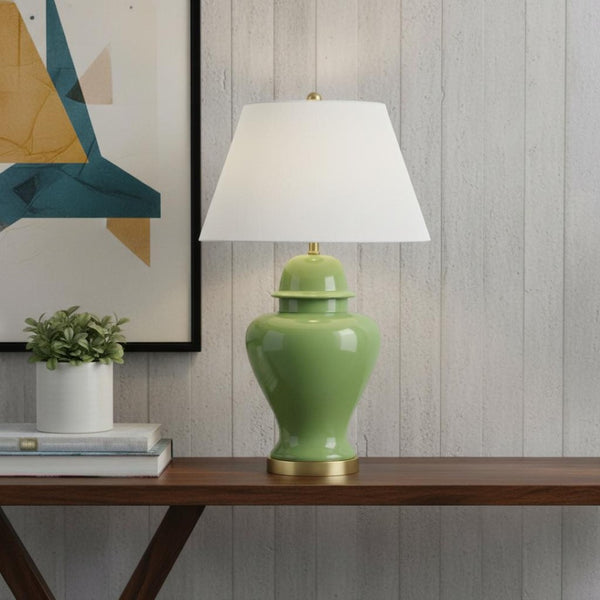HomeRoots 33" Gold Novelty Table Lamp - Elegant LED Design with Empire Shade for Modern Home Decor Essentials 716164