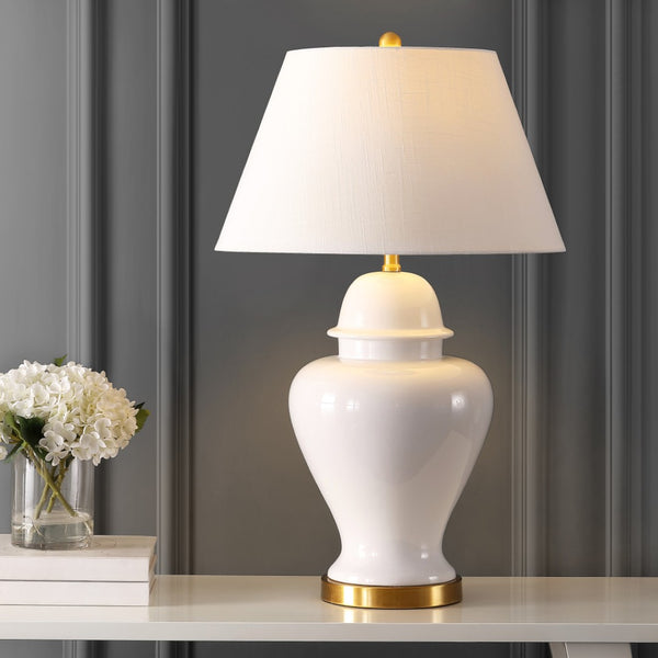 HomeRoots Set of Two 23" Clear Novelty Table Lamps with Elegant Empire Shades for Modern Home Decor Lighting 716165