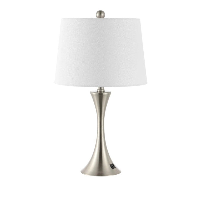 HomeRoots Set of Two Clear Glass Accent Table Lamps with Classic Empire Shades for Any Room 716166