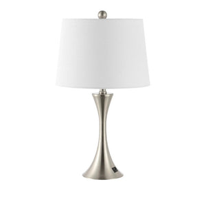 Set of Two Clear Glass Accent Table Lamps with Classic Empire Shades for Any Room