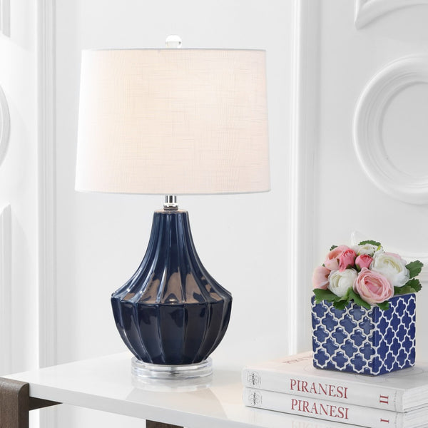 HomeRoots 25" Clear Novelty Table Lamp - Modern Acrylic Base With Soft White Linen Drum Shade for Any Room 716170