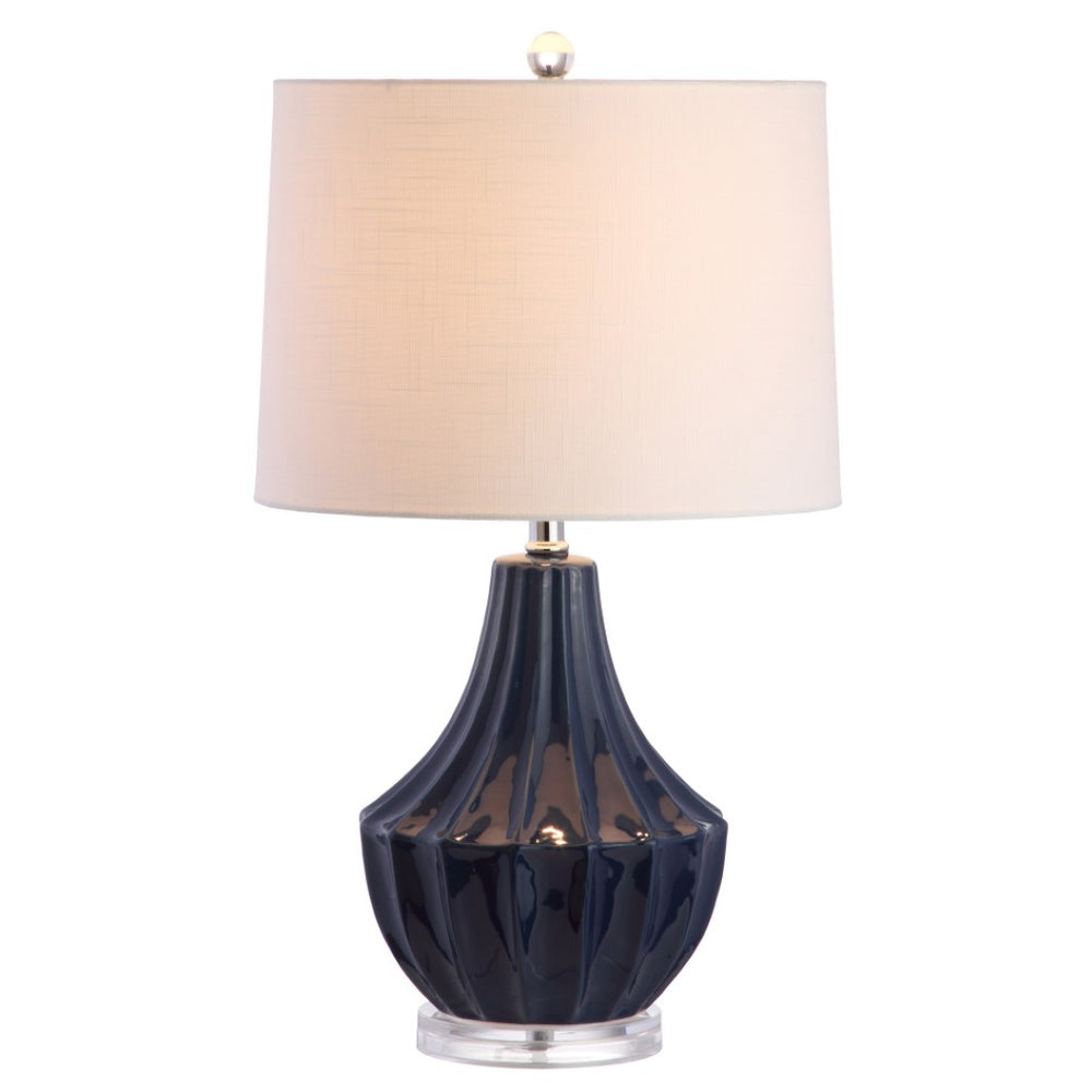 HomeRoots 25" Clear Novelty Table Lamp - Modern Acrylic Base With Soft White Linen Drum Shade for Any Room 716170