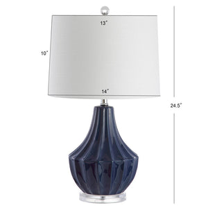 HomeRoots 25" Clear Novelty Table Lamp - Modern Acrylic Base With Soft White Linen Drum Shade for Any Room 716170