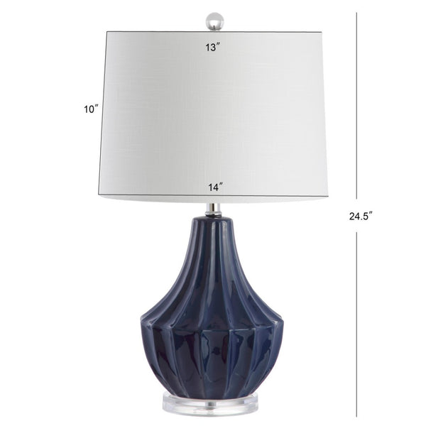 HomeRoots 25" Clear Novelty Table Lamp - Modern Acrylic Base With Soft White Linen Drum Shade for Any Room 716170