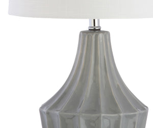 HomeRoots 25" Clear Acrylic Table Lamp with White Drum Shade - Modern Design & Built-in Outlet for Convenience 716171