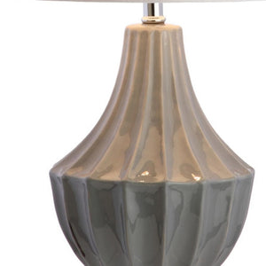 HomeRoots 25" Clear Acrylic Table Lamp with White Drum Shade - Modern Design & Built-in Outlet for Convenience 716171