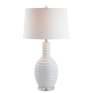 HomeRoots 32" Silver Table Lamp with Drum Shade - LED-Ready, Modern Design for Elegant Home Lighting 716174