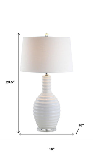 HomeRoots 32" Silver Table Lamp with Drum Shade - LED-Ready, Modern Design for Elegant Home Lighting 716174