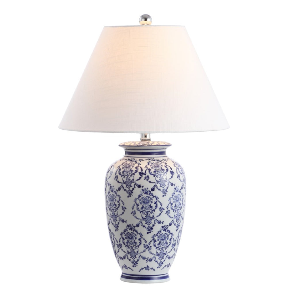 HomeRoots 24" Clear Table Lamp - Modern LED Design with White Drum Shade for Warm Ambiance in Any Room 716182