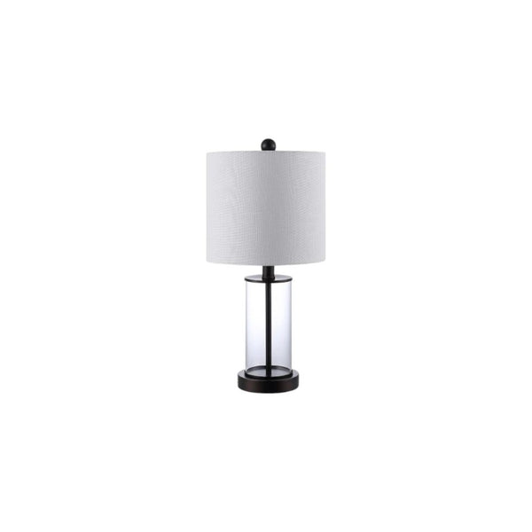 Set of Two Antiqued Bronze Usb Charging Table Lamps with Classic Drum Shades