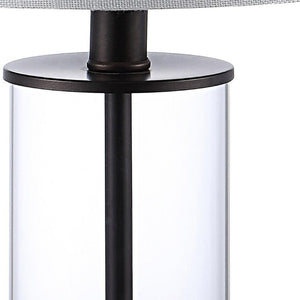 Set of Two Antiqued Bronze Usb Charging Table Lamps with Classic Drum Shades