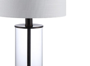 Set of Two Antiqued Bronze Usb Charging Table Lamps with Classic Drum Shades