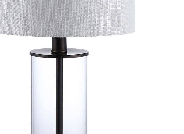 Set of Two Antiqued Bronze Usb Charging Table Lamps with Classic Drum Shades