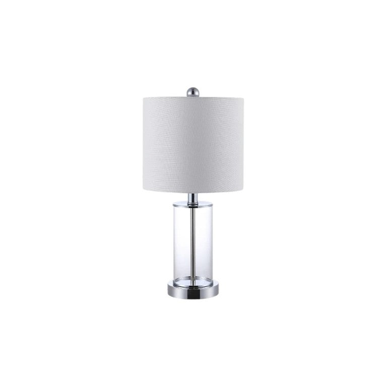 Set of Two Usb Table Lamps with Drum Shades for Modern Bedroom Nightstand Accent Decor