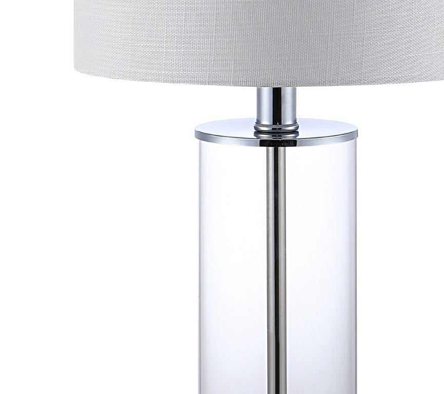 Set of Two Usb Table Lamps with Drum Shades for Modern Bedroom Nightstand Accent Decor