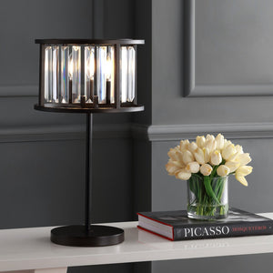 HomeRoots 9" Natural Wood Geometric Table Lamp with Cylinder Shade - Stylish, Modern Design for Any Space 716188