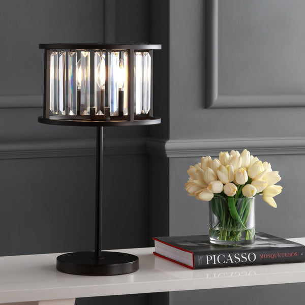 HomeRoots 9" Natural Wood Geometric Table Lamp with Cylinder Shade - Stylish, Modern Design for Any Space 716188