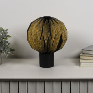 HomeRoots 11" Natural Geometric Table Lamp - Modern LED Globe Shade with Solid Wood Base for Any Room Décor 716190
