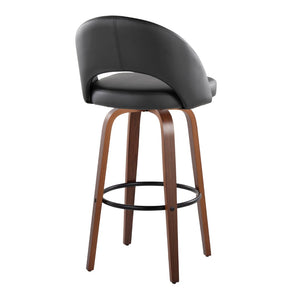 English Elm Fixed-height Mid-century Barstools with Walnut Legs and Grey Upholstered Seats Set Black,Walnut B202S01939