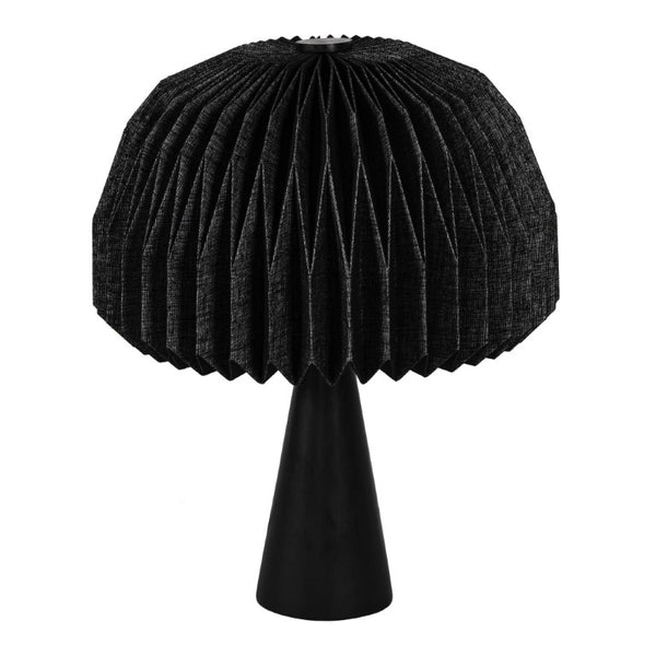 HomeRoots 16 Inch Black Ribbed Dome Table Lamp Modern Geometric Accent for Bedside Nightstand 716193