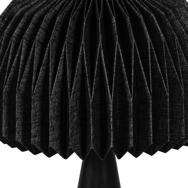 16 Inch Black Ribbed Dome Table Lamp Modern Geometric Accent for Bedside Nightstand