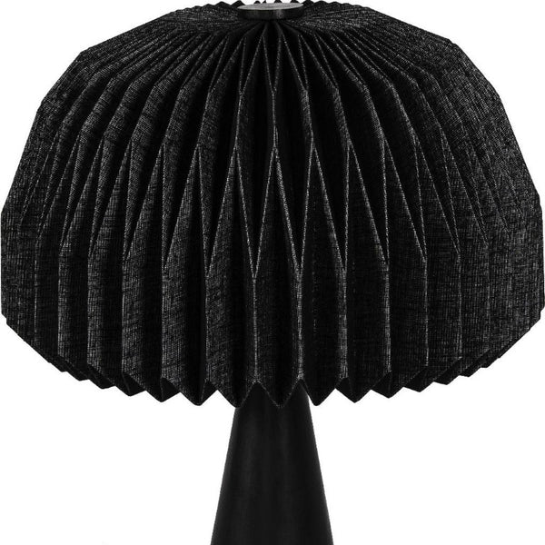 16 Inch Black Ribbed Dome Table Lamp Modern Geometric Accent for Bedside Nightstand