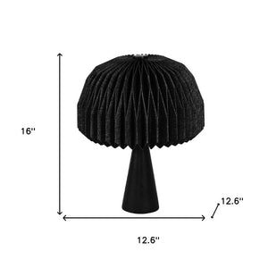 16 Inch Black Ribbed Dome Table Lamp Modern Geometric Accent for Bedside Nightstand