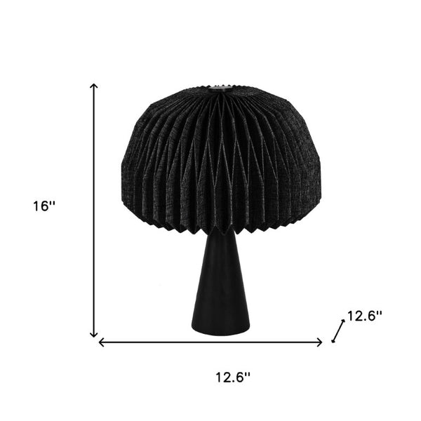 16 Inch Black Ribbed Dome Table Lamp Modern Geometric Accent for Bedside Nightstand
