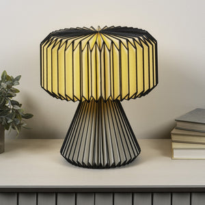 HomeRoots 11" Modern Geometric Table Lamp with Natural Wood Base & Off-White Shade for Stylish Illumination 716196