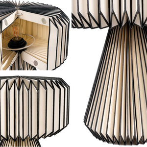 HomeRoots 11" Modern Geometric Table Lamp with Natural Wood Base & Off-White Shade for Stylish Illumination 716196