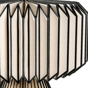 HomeRoots 11" Modern Geometric Table Lamp with Natural Wood Base & Off-White Shade for Stylish Illumination 716196
