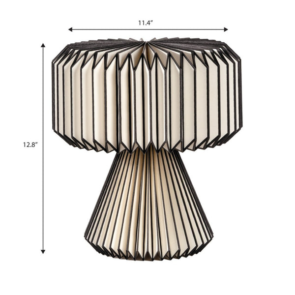 HomeRoots 11" Modern Geometric Table Lamp with Natural Wood Base & Off-White Shade for Stylish Illumination 716196