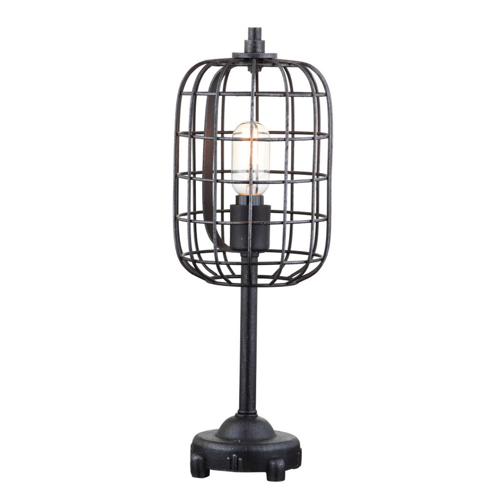 HomeRoots 27" Clear Table Lamp with Brown Rattan Empire Shade - Stylish LED Illumination for Any Room 716202