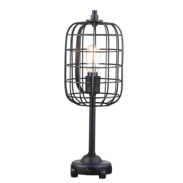 HomeRoots 27" Clear Table Lamp with Brown Rattan Empire Shade - Stylish LED Illumination for Any Room 716202