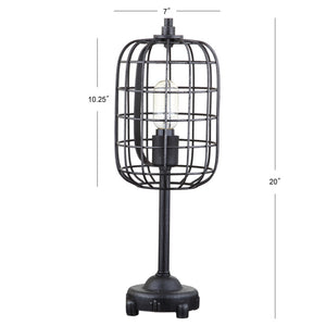 HomeRoots 27" Clear Table Lamp with Brown Rattan Empire Shade - Stylish LED Illumination for Any Room 716202