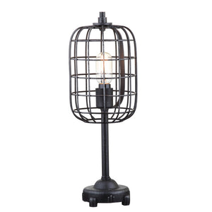 HomeRoots 27" Clear Table Lamp with Brown Rattan Empire Shade - Stylish LED Illumination for Any Room 716202