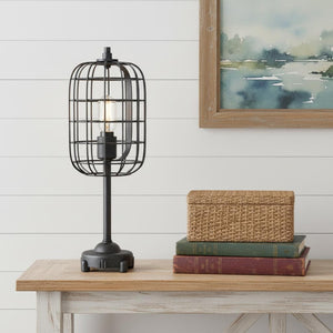 HomeRoots 27" Clear Table Lamp with Brown Rattan Empire Shade - Stylish LED Illumination for Any Room 716202