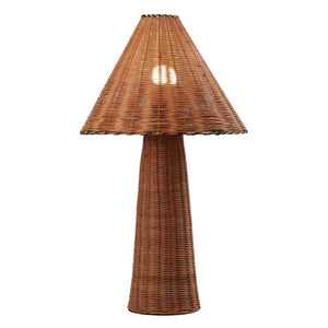 HomeRoots 25" Bronze Novelty Table Lamp – Elegant Iron Base with Rattan Shade for Chic Home Lighting Decor 716205