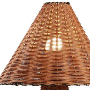 HomeRoots 25" Bronze Novelty Table Lamp – Elegant Iron Base with Rattan Shade for Chic Home Lighting Decor 716205
