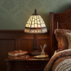 12 Inch Mosaic Art Glass Tiffany Style Table Lamp with Classic Empire Shade Brown