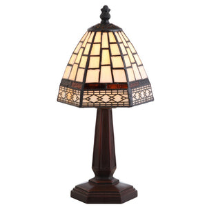 HomeRoots 12 Inch Mosaic Art Glass Tiffany Style Table Lamp with Classic Empire Shade Brown 716203