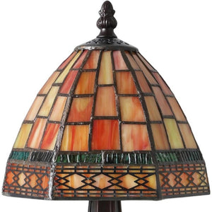 12 Inch Tiffany Style Stained Glass Bell Shade Table Lamp Brown Mosaic Accent