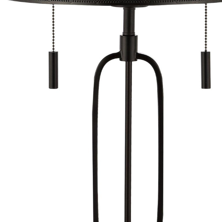 HomeRoots 27 Inch Antiqued Bronze Table Lamp with Drum Shade for Classic Living Room Decor 716214