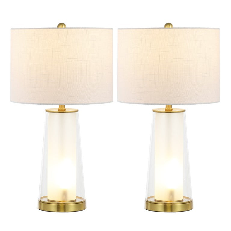 HomeRoots Set of Two 26 Inch Lighthouse Table Lamps with Drum Shades for Coastal Home Accent Lighting Gold 716215