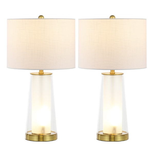 HomeRoots Set of Two 26 Inch Lighthouse Table Lamps with Drum Shades for Coastal Home Accent Lighting Gold 716215