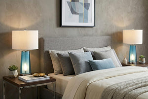 Set of Two 26 Inch Lighthouse Table Lamps with Drum Shades for Coastal Home Accent Lighting